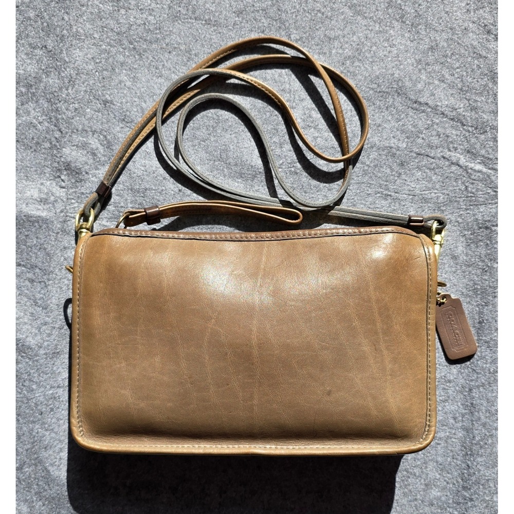 Vintage Coach Gray Patinaed Basic Bag 9455 made in NYC 1980s Striations EUC